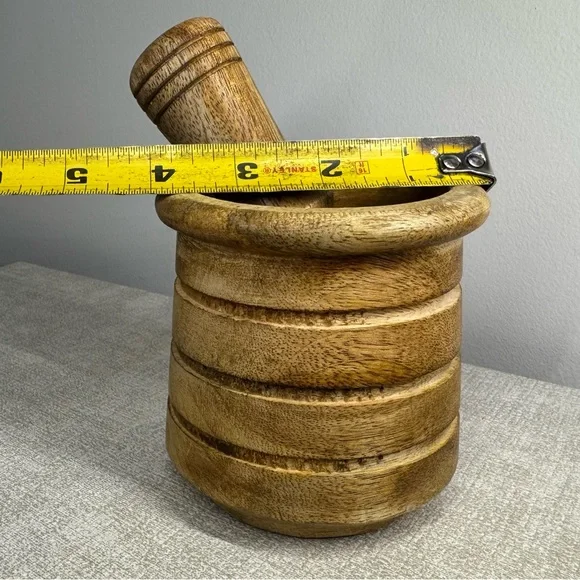 New Wooden Mortar and Pestel Set Crush Herbs/Spices/Garlic/Nuts/Sensory Play - Picture 7 of 8